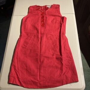 Vintage Richard Malcolm Sleeveless Red Linen Cotton Dress Women's Size 12 EUC